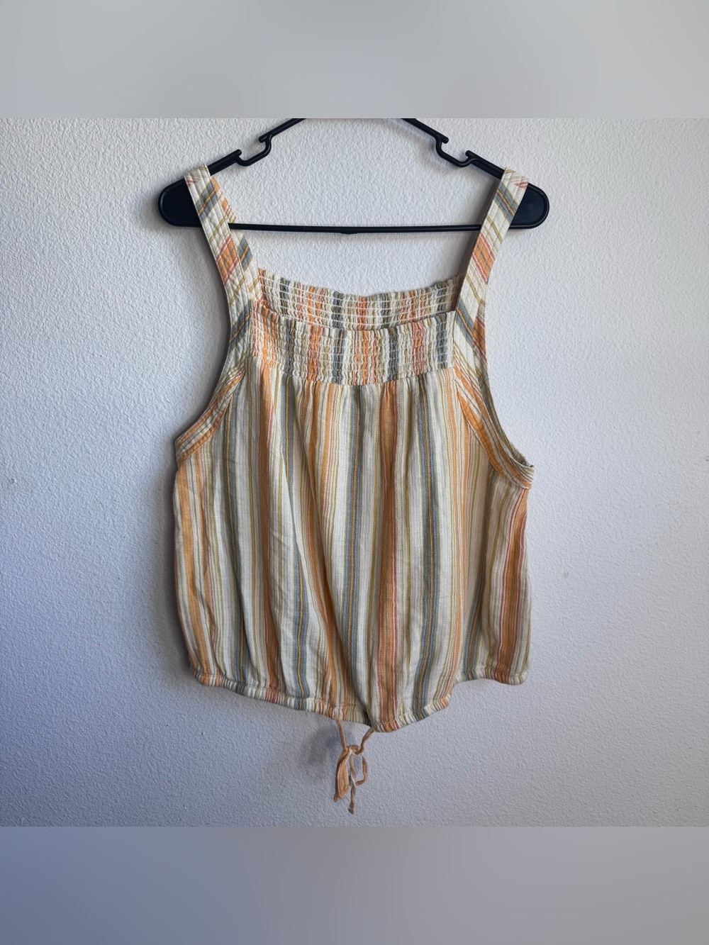 Prana orange beige striped boho cotton tank top size XL
